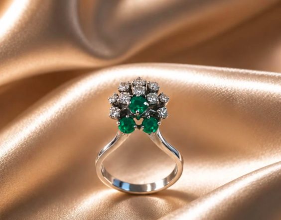 Anillo de esmeralda y diamantes Terry's Oro