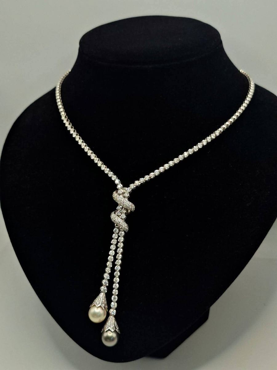 Lazo de Diamantes con Perlas